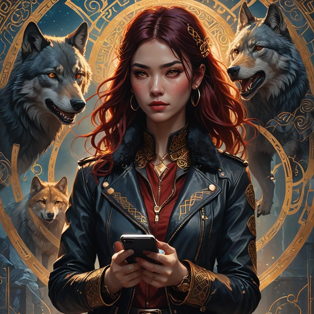 Girl with Wolf Features in Matte Painting Style