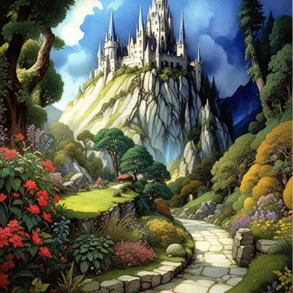 Rivendell Castle Amidst Enchanted Glowing Forest