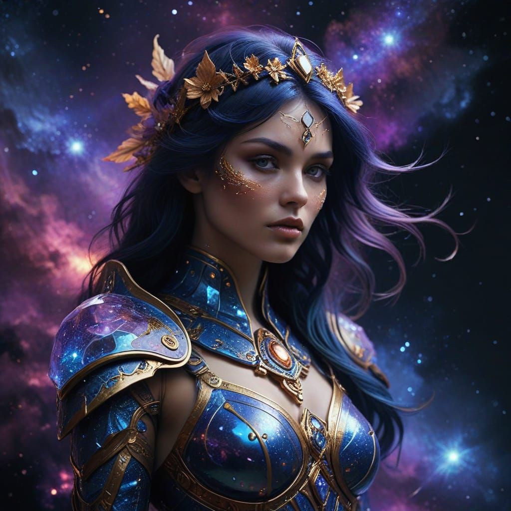 Cosmic Sorceress Embodies Balance of Light and Darkness