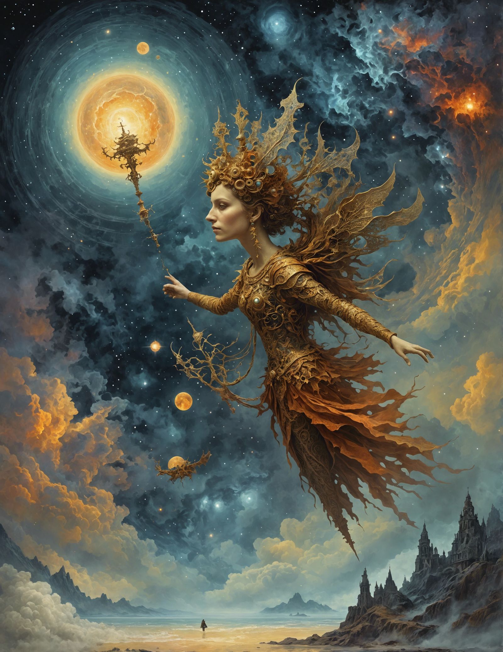 Starry Night: Angels and Demons Collage Art