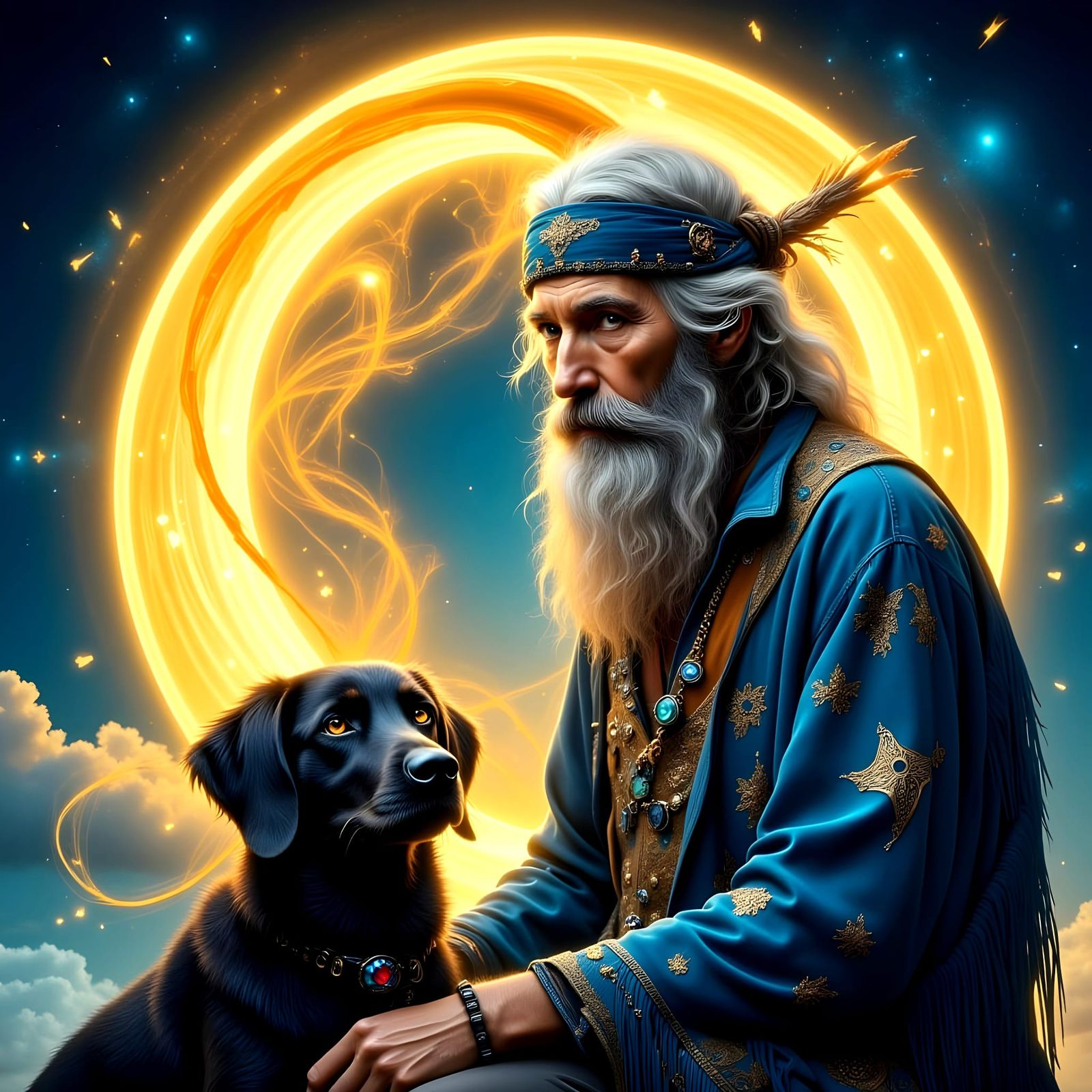 Ethereal Musician Surrounded by Celestial Light