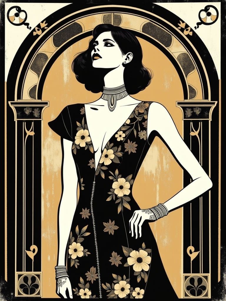 Golden Age Glamour in Geometric Art Deco Style