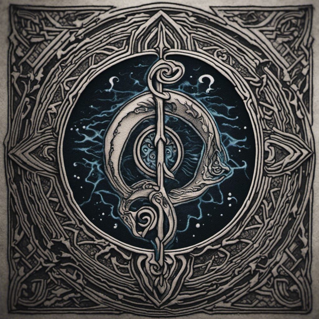 Aquarius Symbol Patch Tattoo in HDR