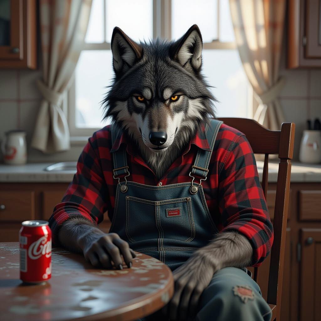 Melancholy Wolf Portrait in Dramatic Realism