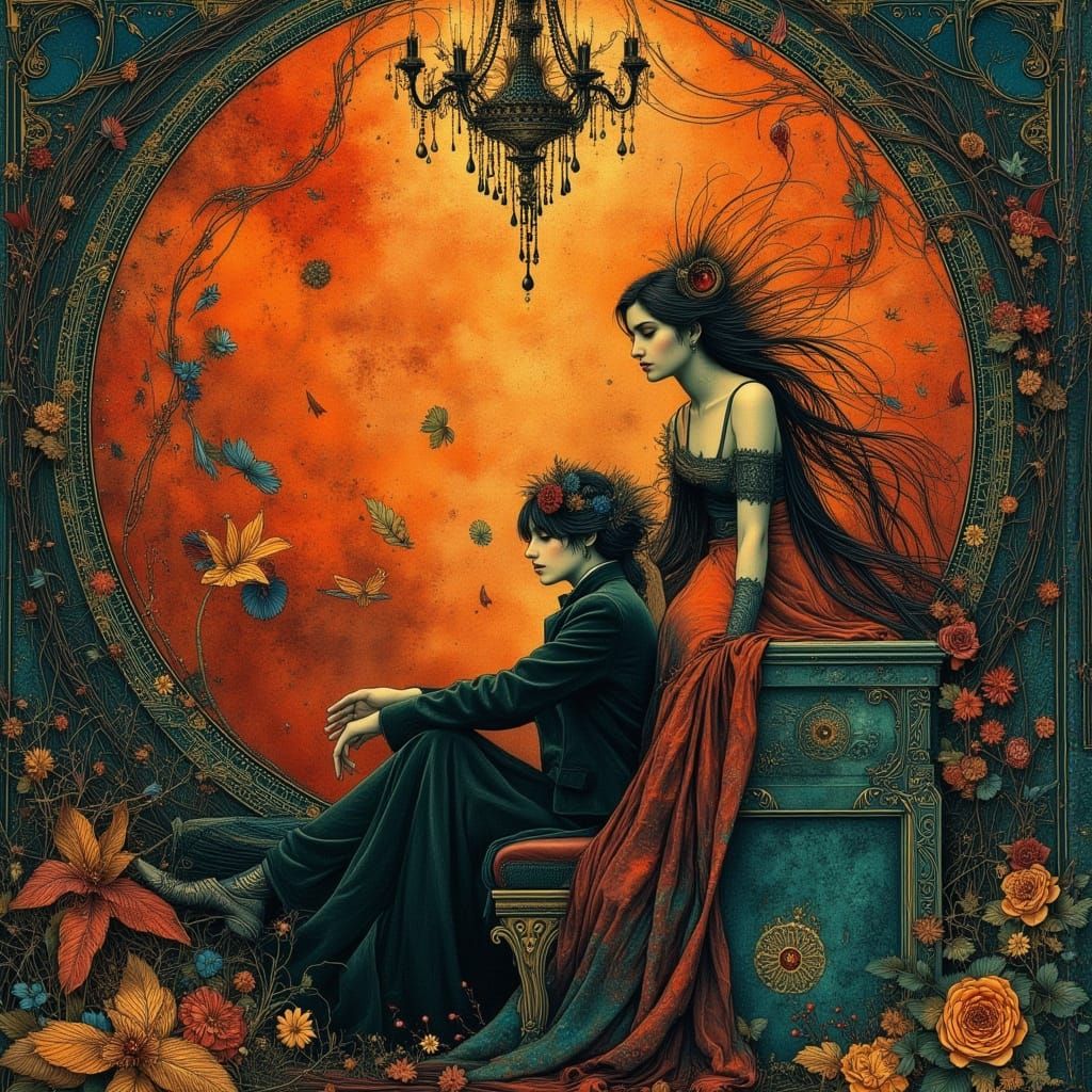 Pianist in Opulent Art Nouveau Setting