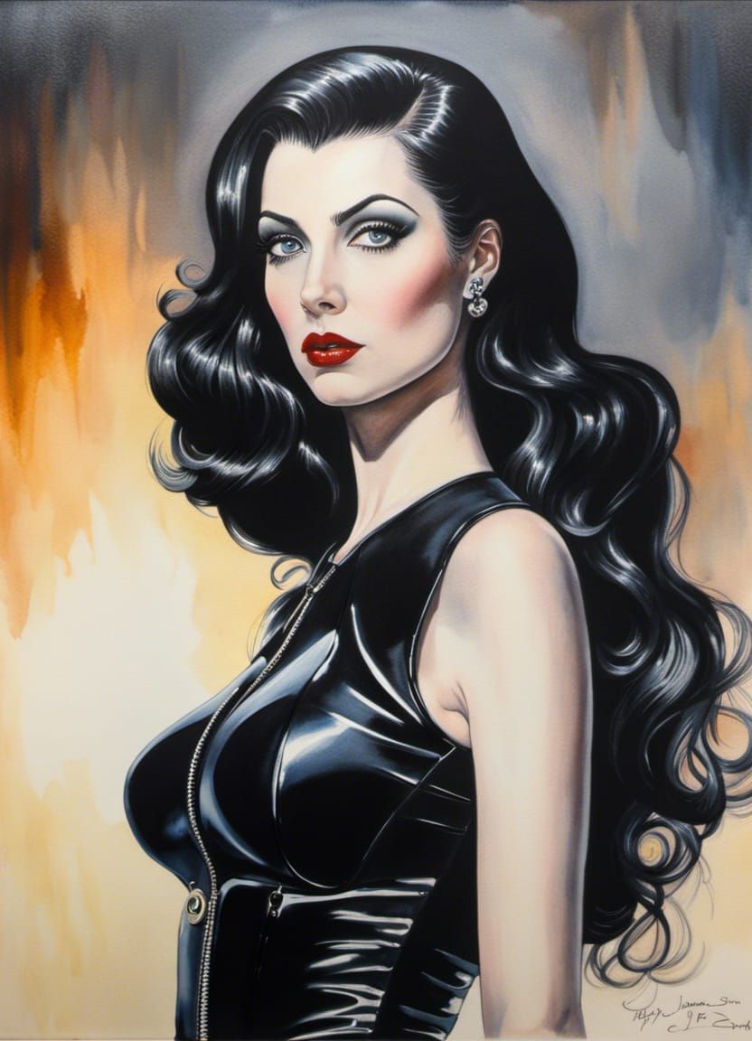 woman in black latex