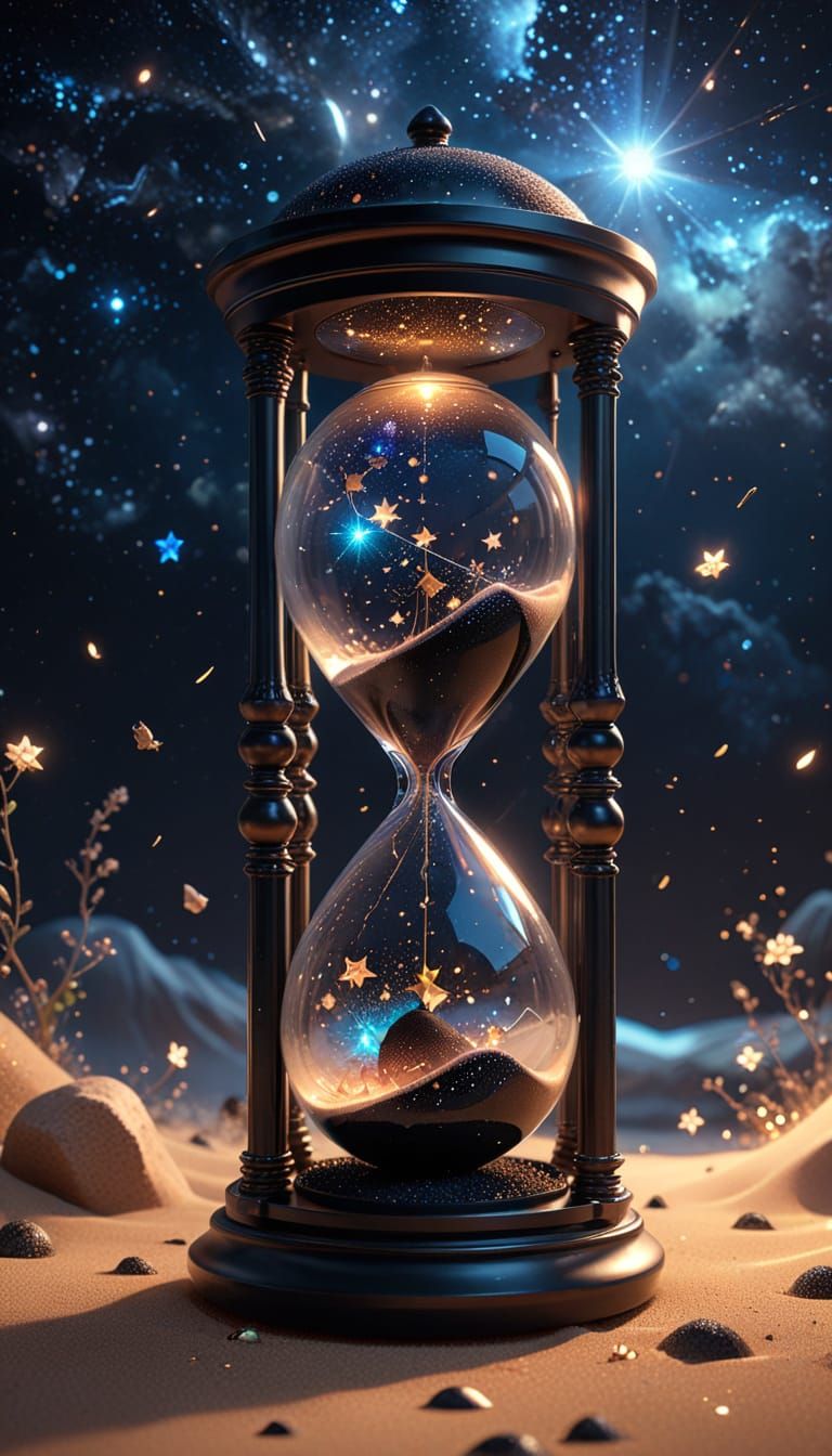 Cosmic Hourglass in Surreal Starlight