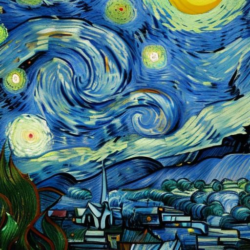 Dolphin in Space: Van Gogh Style Art