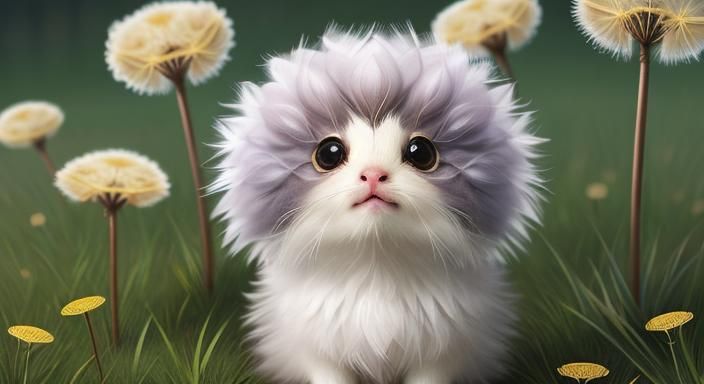 Dandelion Creature in Feather: Fantasy Digital Painting