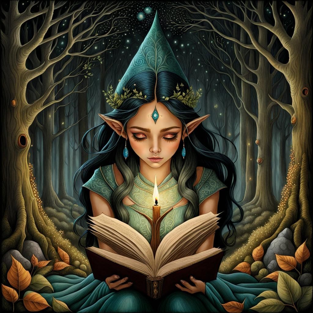 Enchanting Elf Heals Woodlands in Dreamlike Portrait
