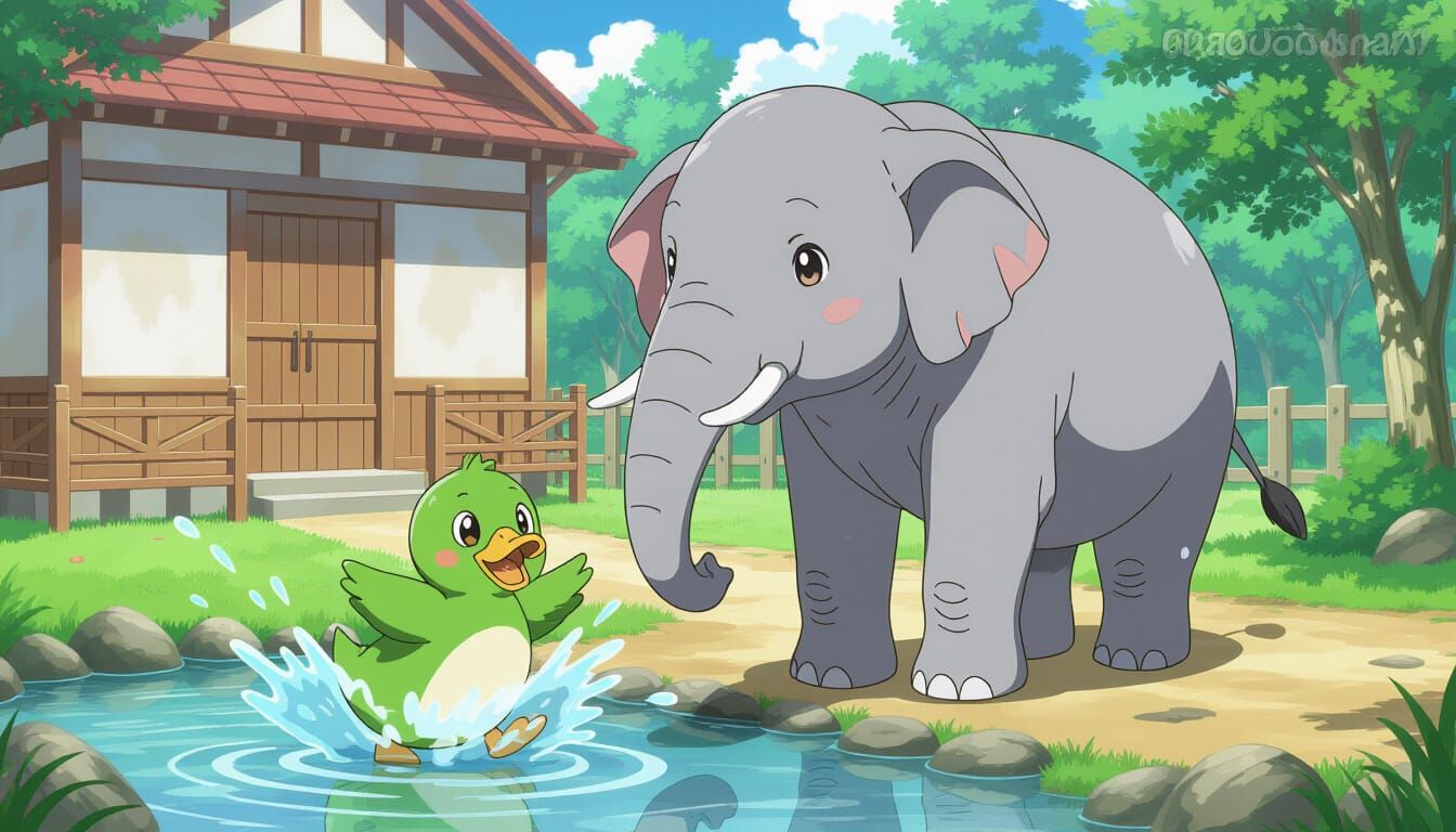 Duck and Elephant Playtime: Anime Style