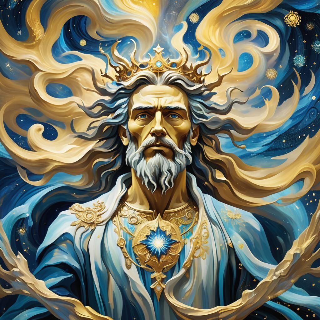 Majestic God in Swirling Vortex: Ethereal Fantasy Art