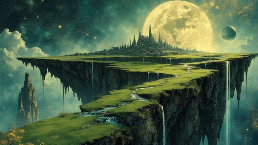 Ancient City on Plateau Overlooking Cosmic Void