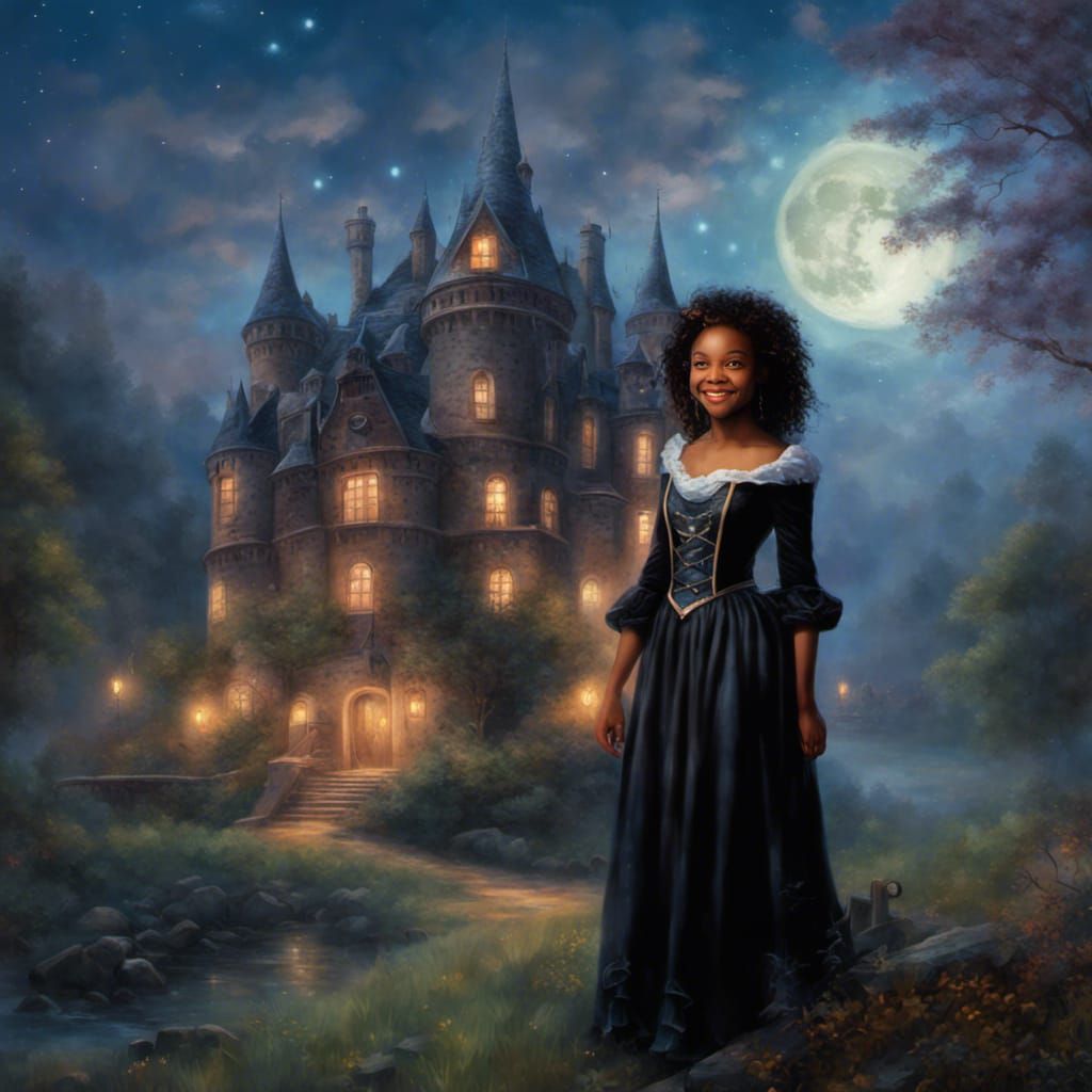 Teenage Witch in Moonlight: Ethereal Fantasy Scene