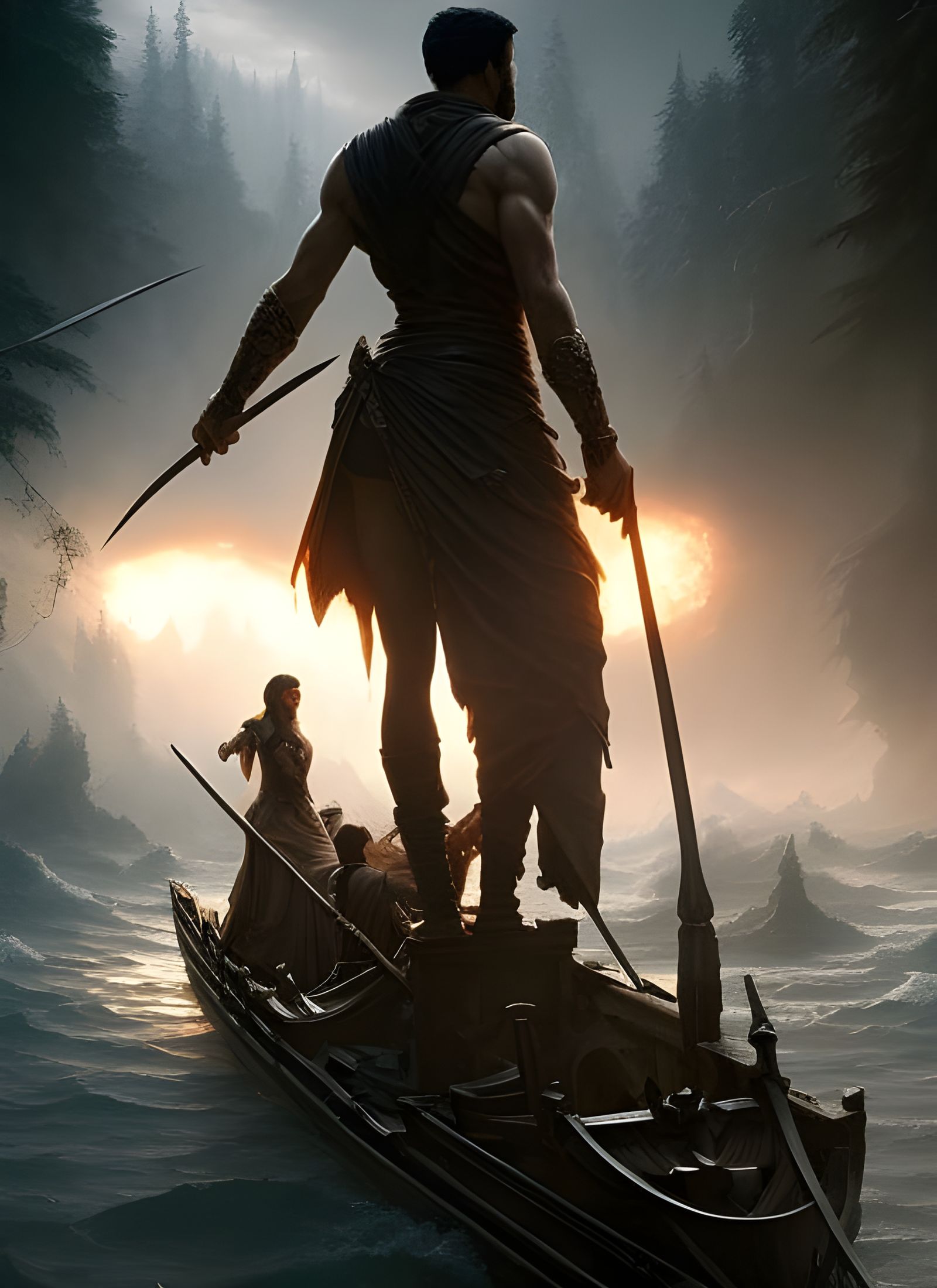 Charon on the River Styx: Hyperrealistic Digital Art