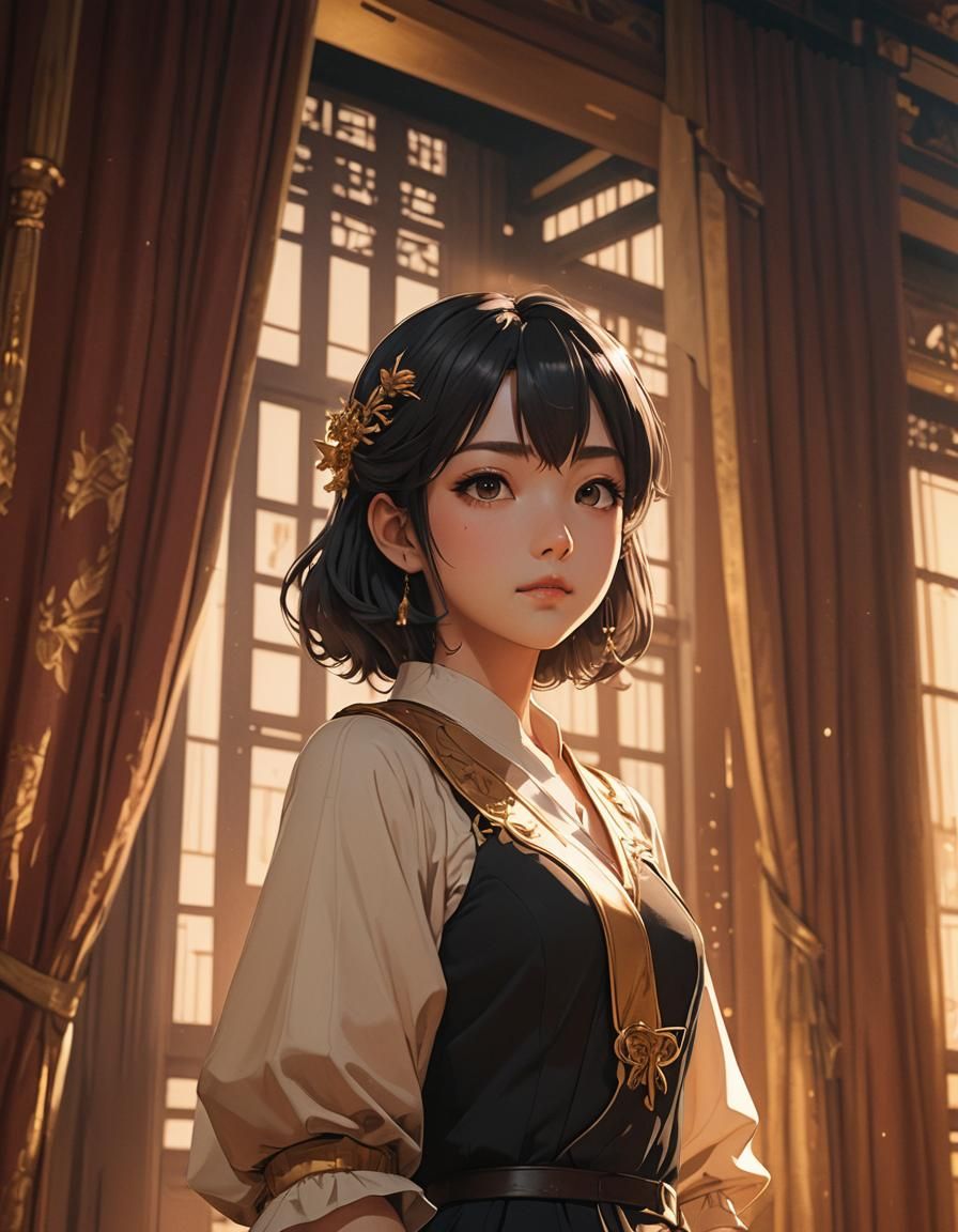 Dark Beauty on Stage: Manga-Inspired 3D Anime Art