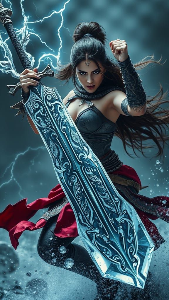 Warrior Goddess Charging into Battle