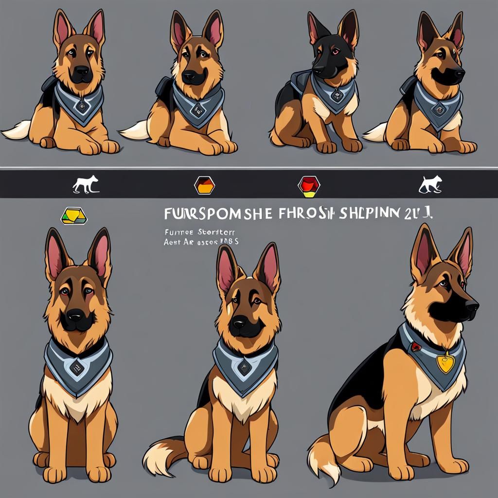 German Shepherd Fursona Character Reference Sheet