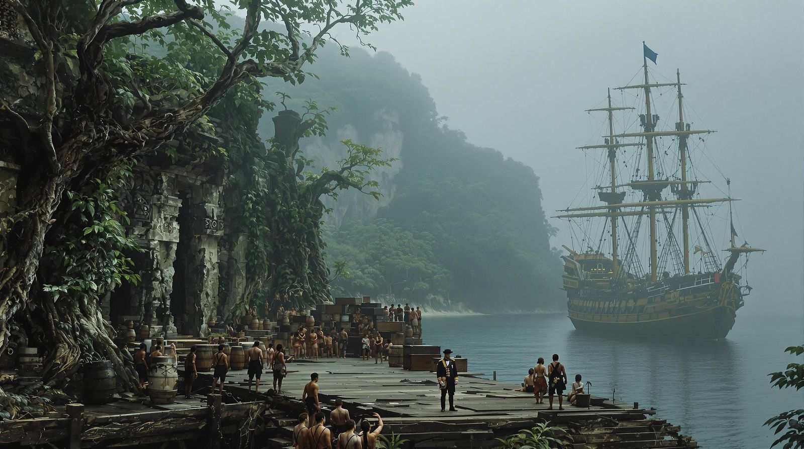 Mystical Island Paradise in a Canaletto-Inspired Masterpiece