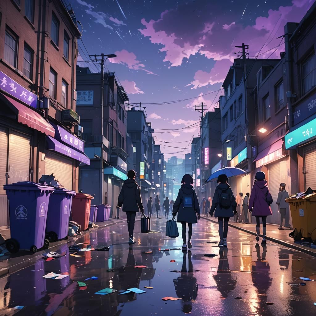 Vibrant Anime Scene of Tidy Street