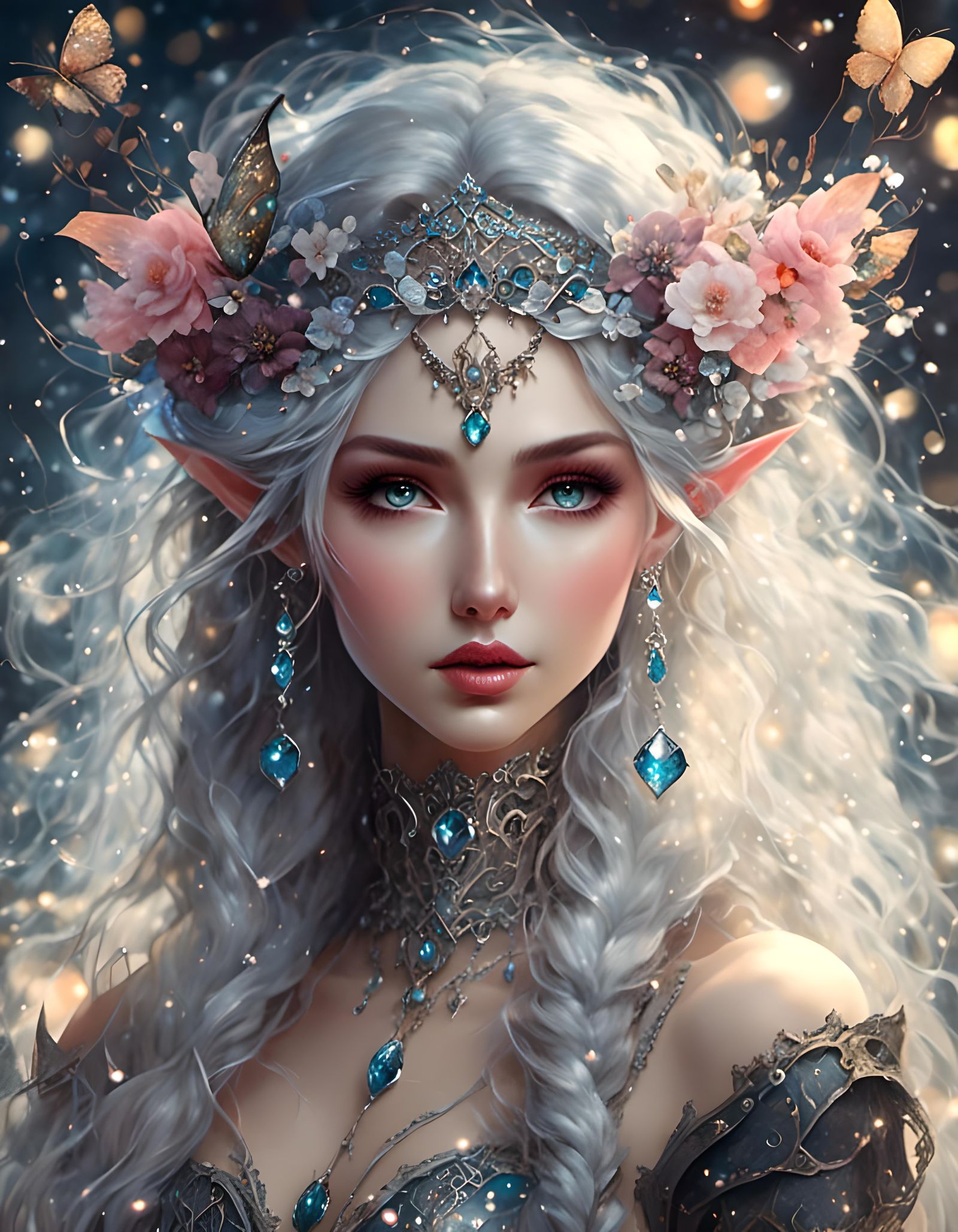 Lora:Elven-Style + Lunarelle Fantasy + Witches ~ Snow Elf
