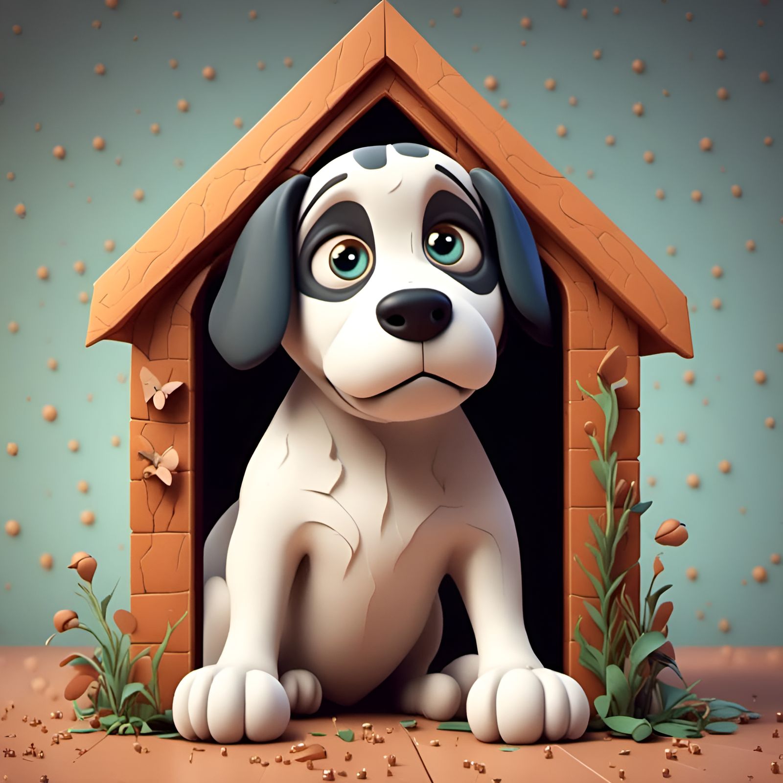 Dog in 3D Animation With Big Eyes