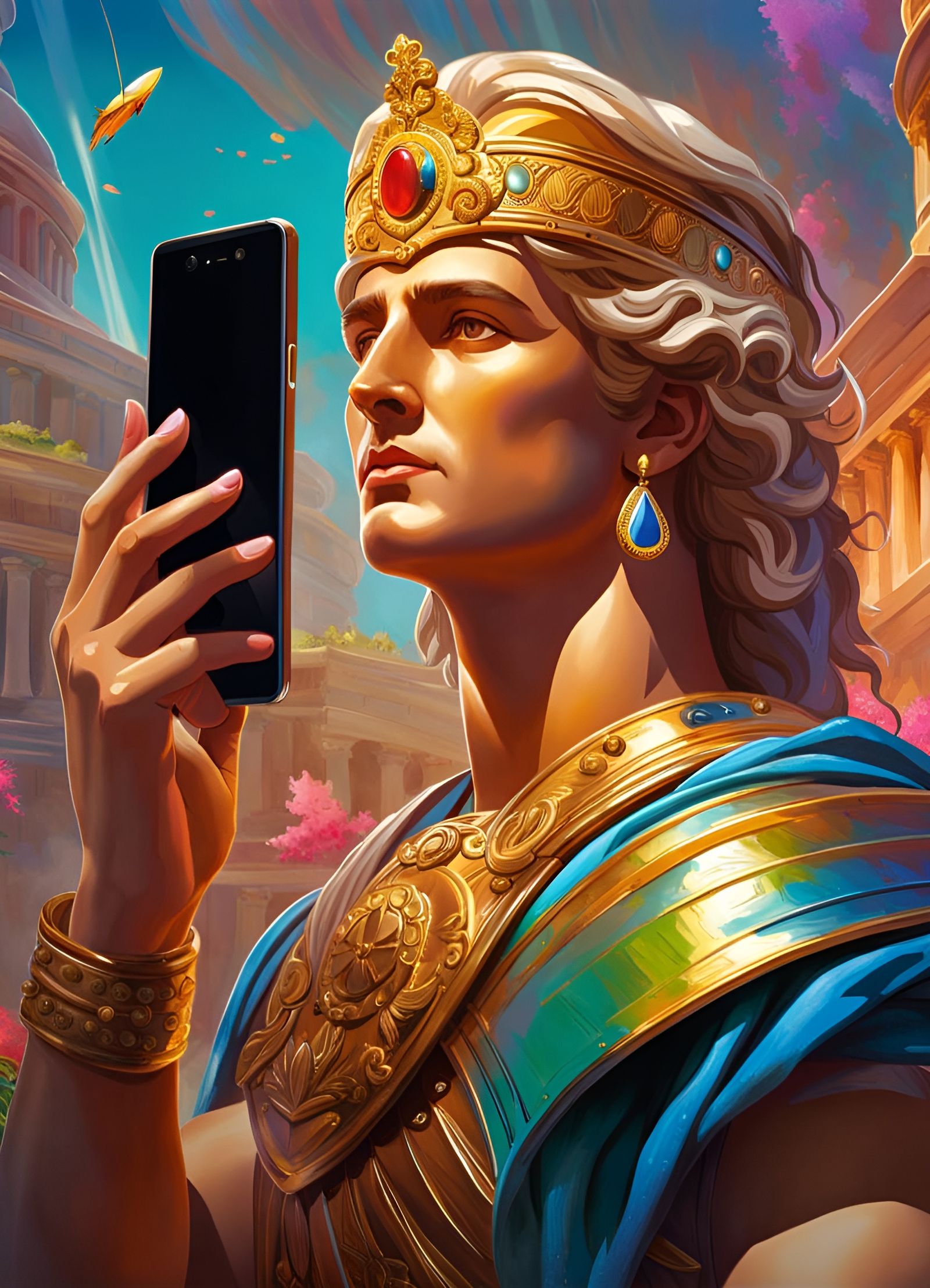 Alexander the Great Selfie: Digital Portrait in Vivid Colors