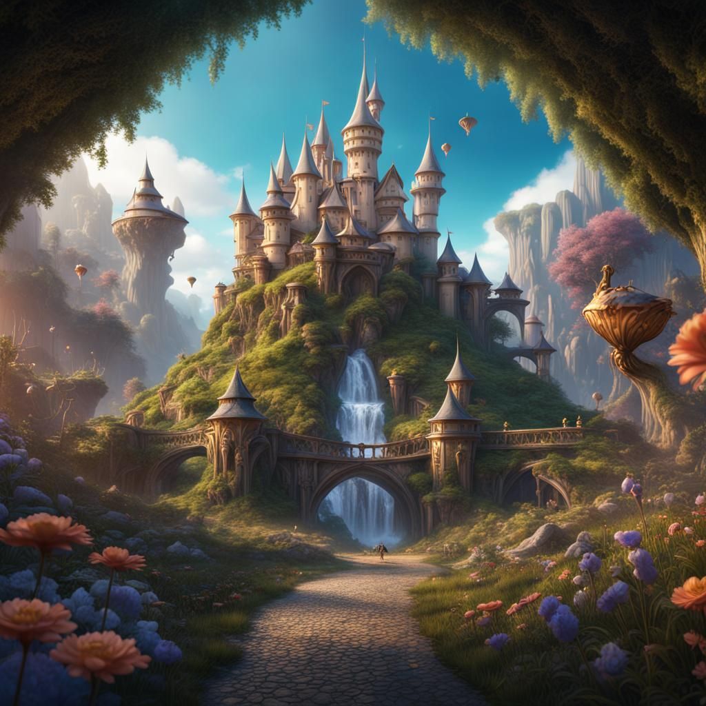 Fairies in Fantastical Dreamland: Detailed Matte Painting