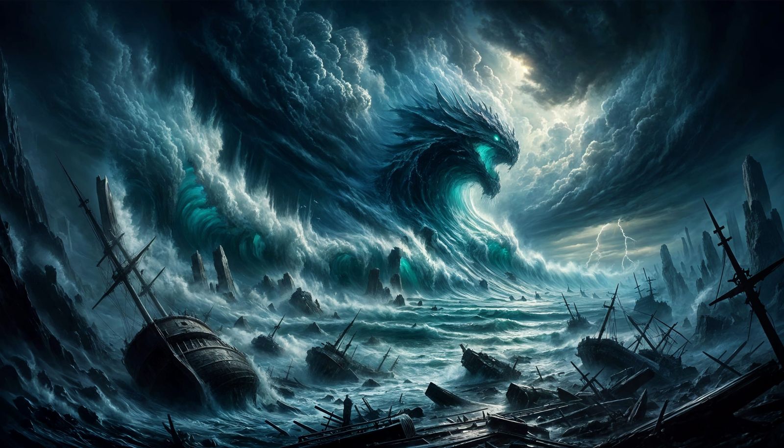 Apocalyptic Tidal Wave with Sea Creature
