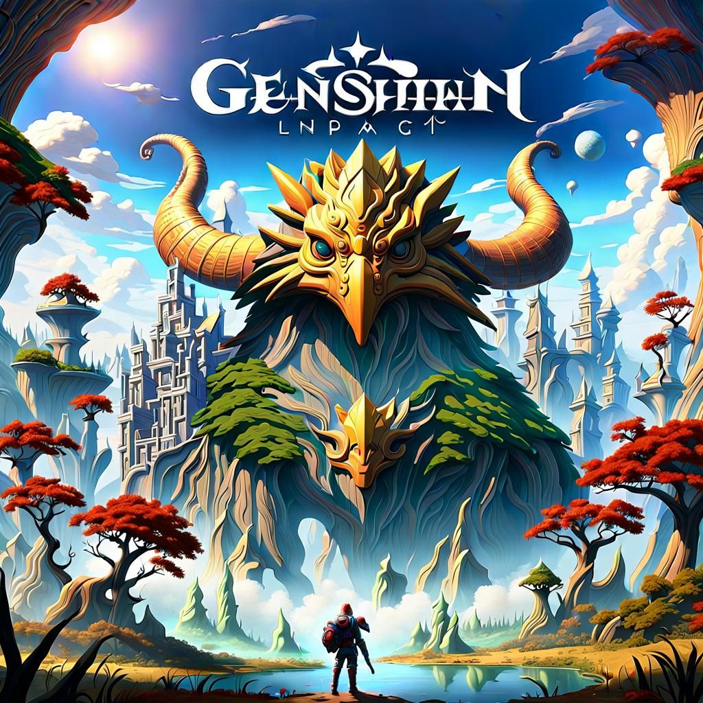 Fantasy Bird Over Land Space in 3D Anime Art