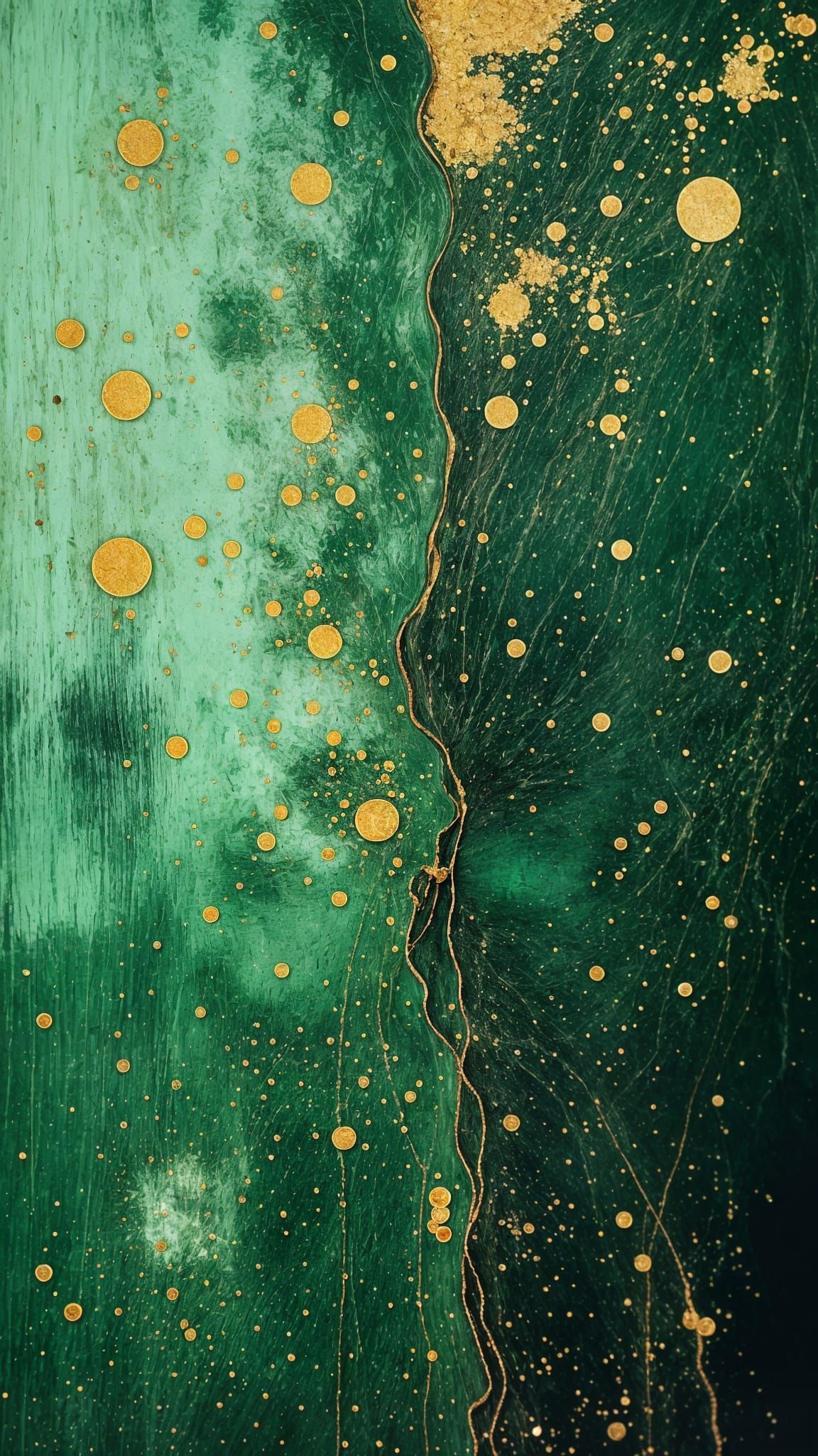 Abstract Green Art Symbolizing Greed