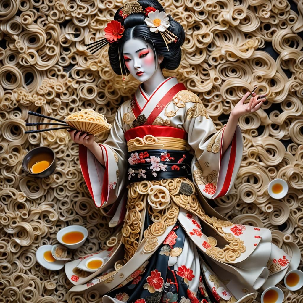 Ramen Noodle Geisha: A Surreal Portrait