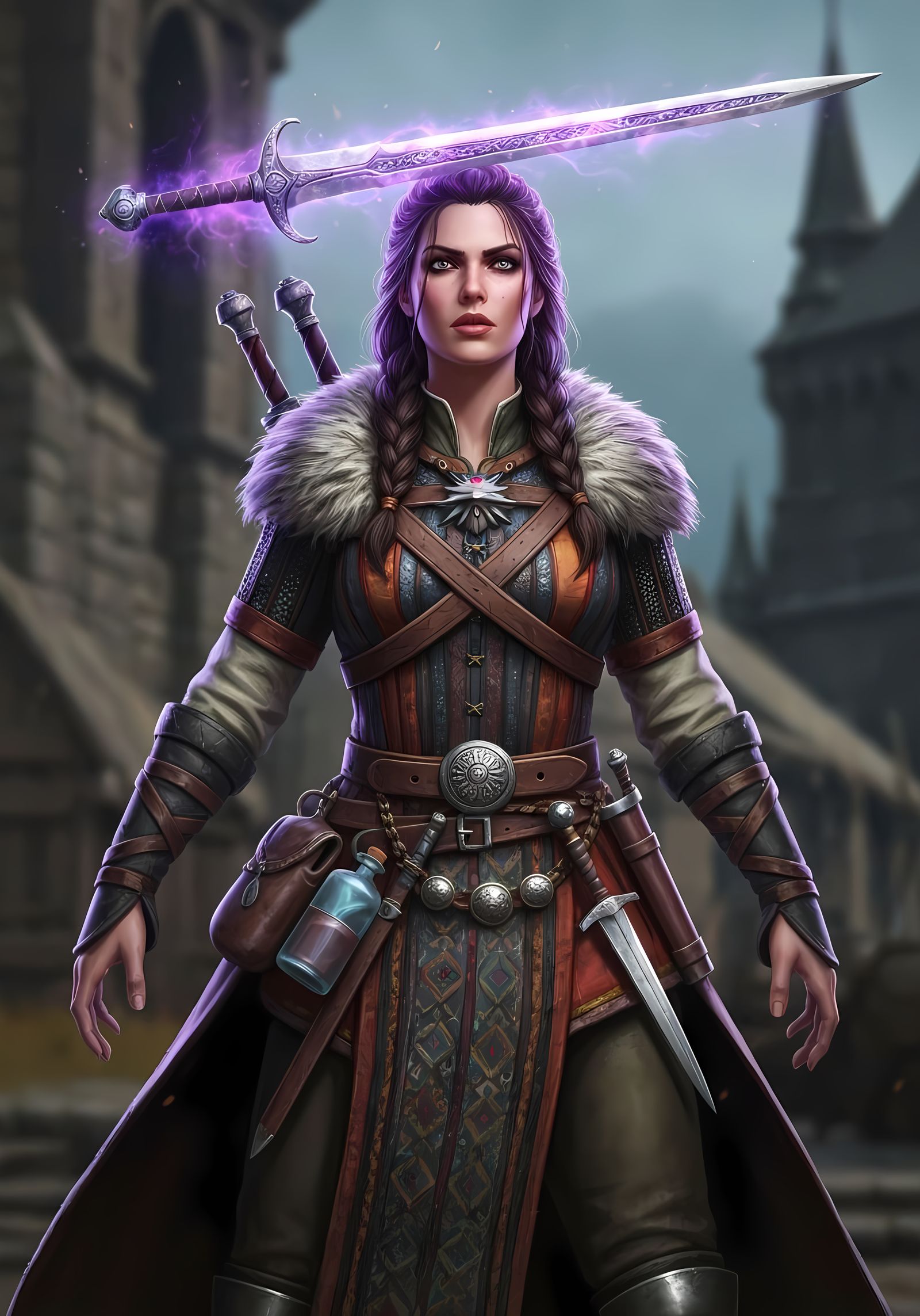 Sword Sorceress with Magic Blade - Fantasy Art