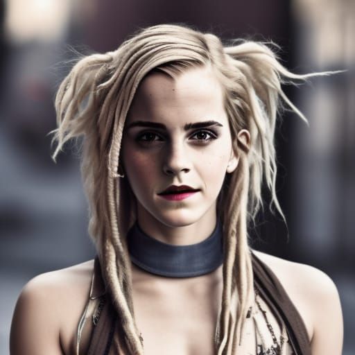 Emma Watson with Blonde Dreads in Hyperrealistic Style