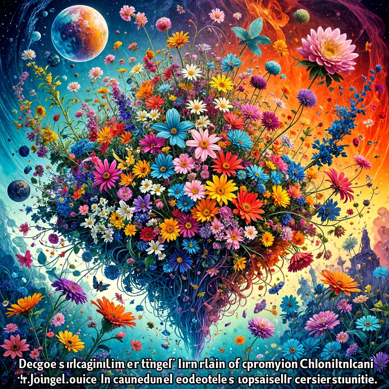 Vibrant Dreamworld Floral Tapestry