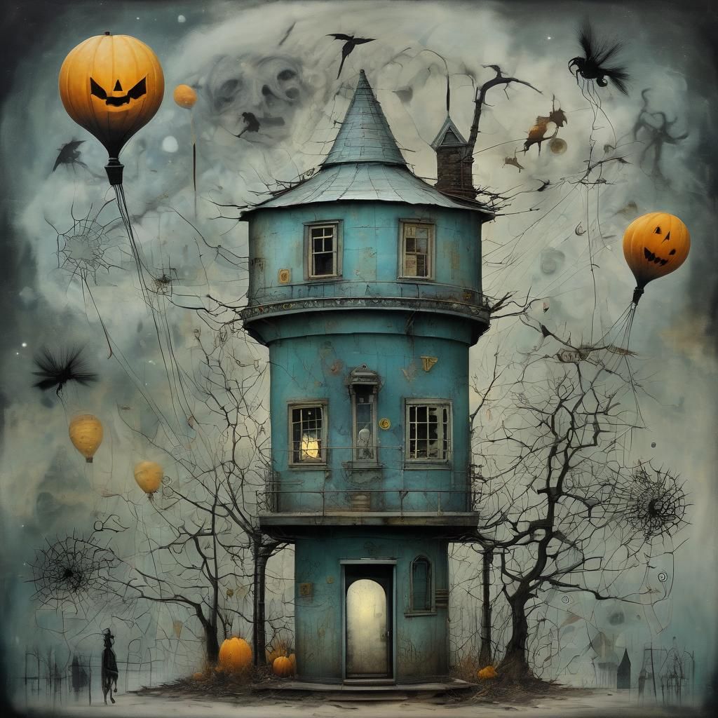 Surreal Halloween Futurism: Ghostly Stars in Vivid Art