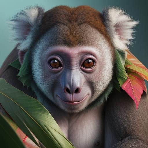 Hyperrealistic Monkey-Koala Hybrid Concept Art
