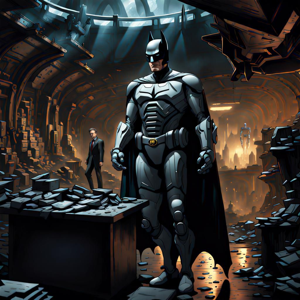 Robot Alfred Pennyworth in Batcave: Digital Matte Painting