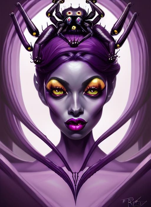 Purple Spider Queen in Tim Burton Style