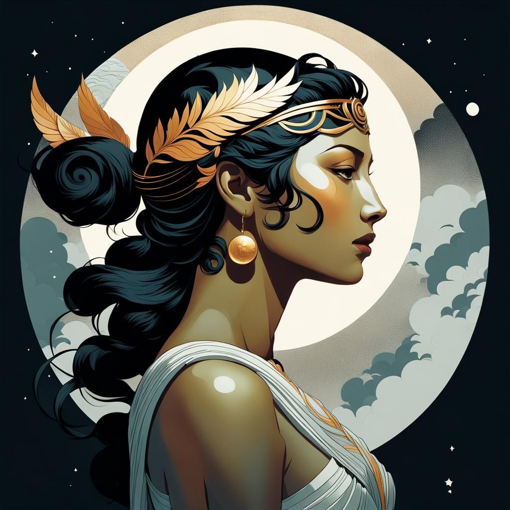 Artemis: Hyperdetailed Portrait of Moonlight Goddess