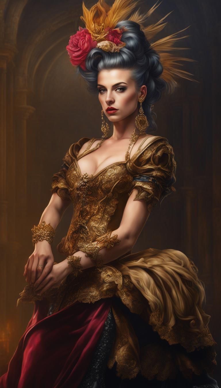 Punk Rock Princess Portrait in Renaissance Rococo Style