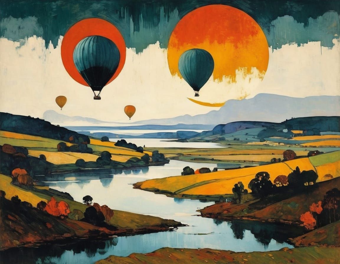 Autumn Landscape in Expressive Grunge Style