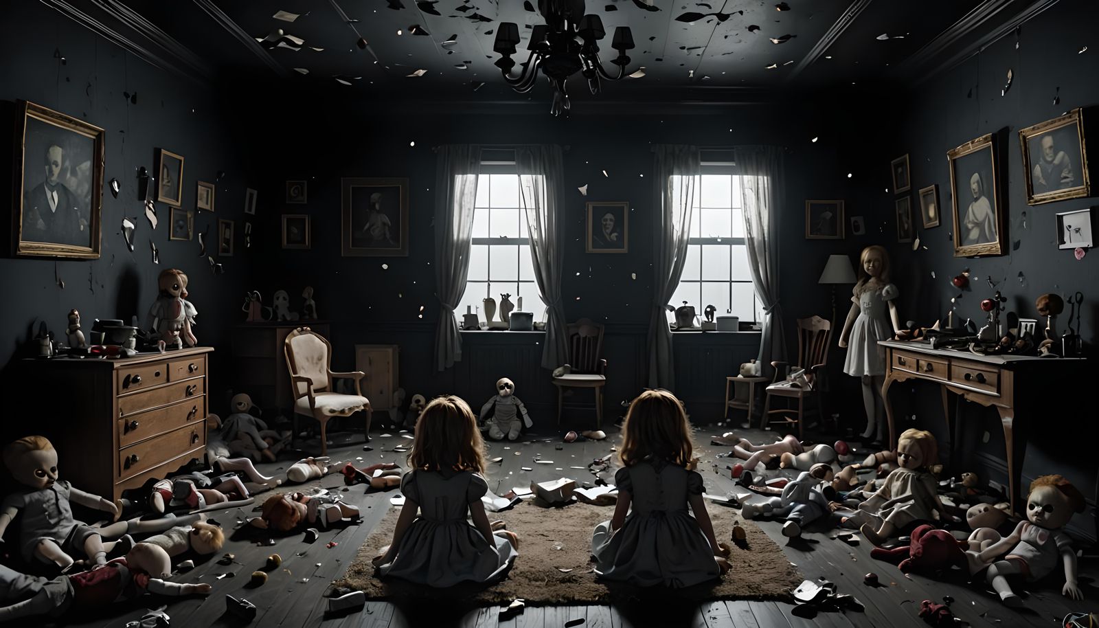 Terrifying Creepy Room with Broken Dolls in Digital 3D