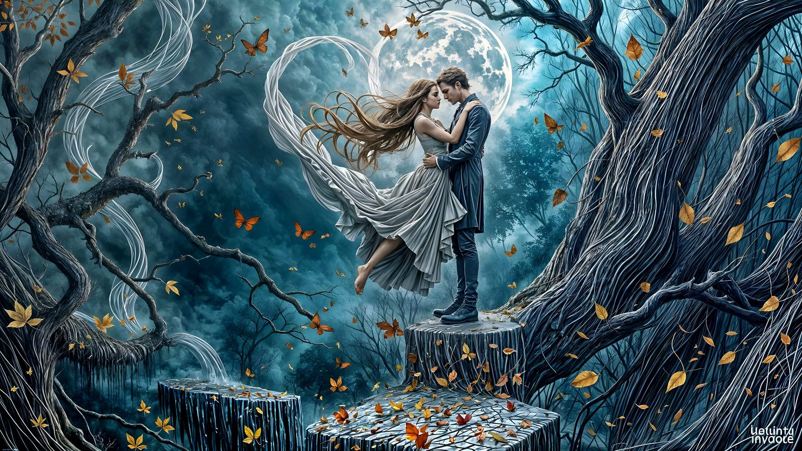 Lovers Levitate in Gothic Fantasy Art