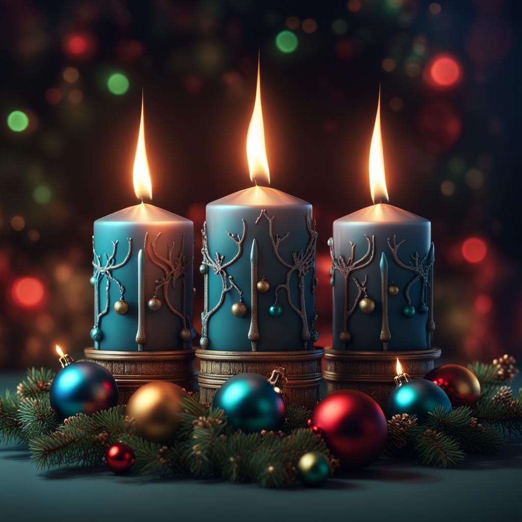 Christmas Candles Circle in Detailed Matte Painting