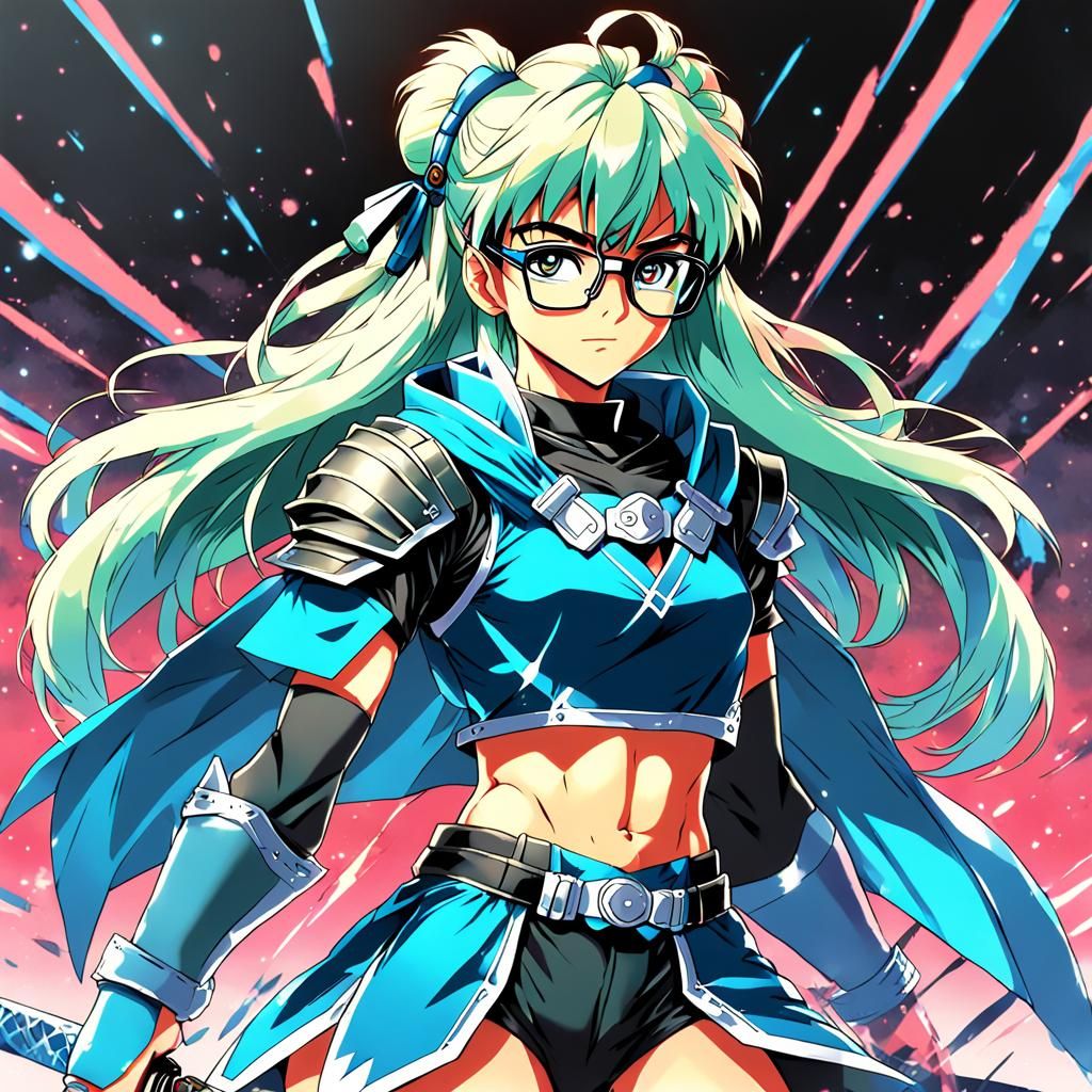 80s Anime Warrior Princess with Abs