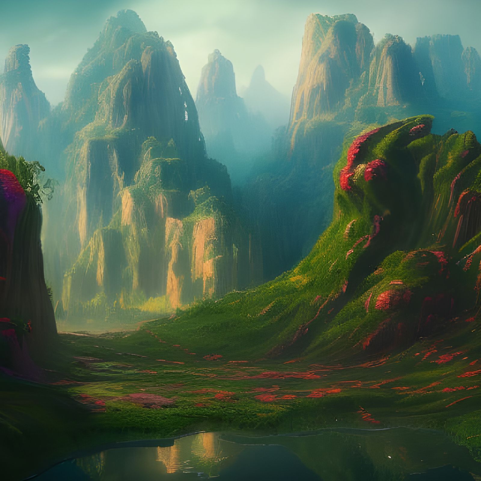 Fantastical Landscape in Detailed Matte Painting Style