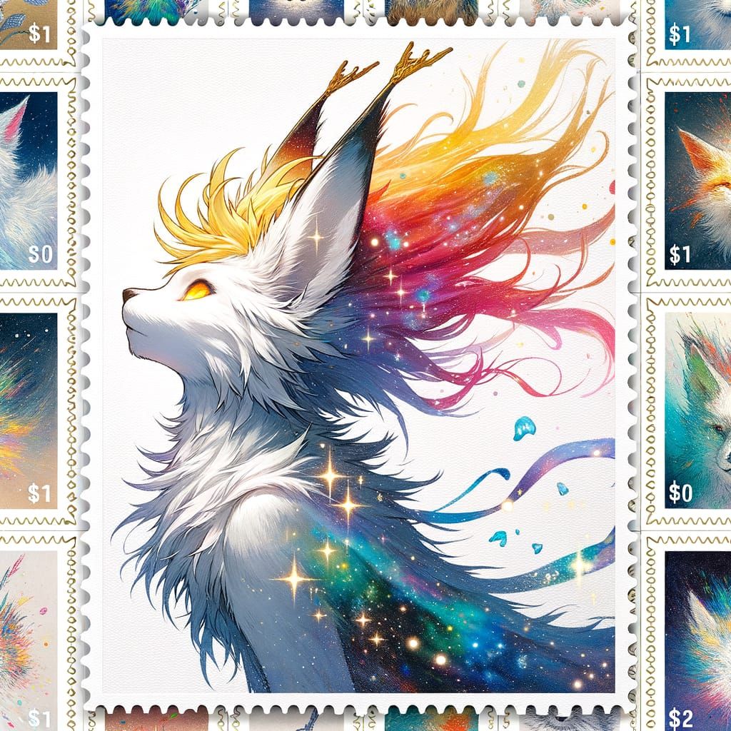 Anime-Manga Cover Art of Holographic Lynx Stamp