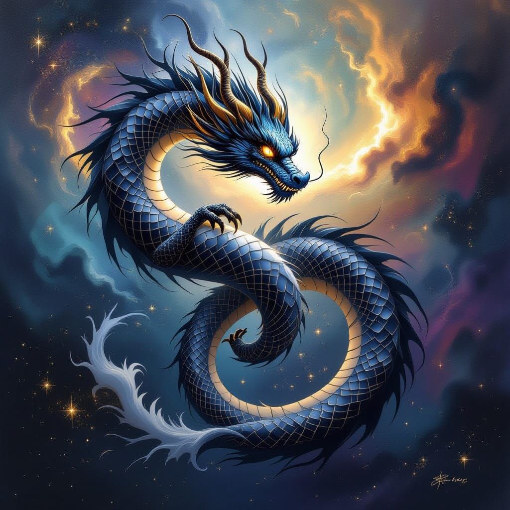 Cosmic Yin Yang Dragon in Nebula