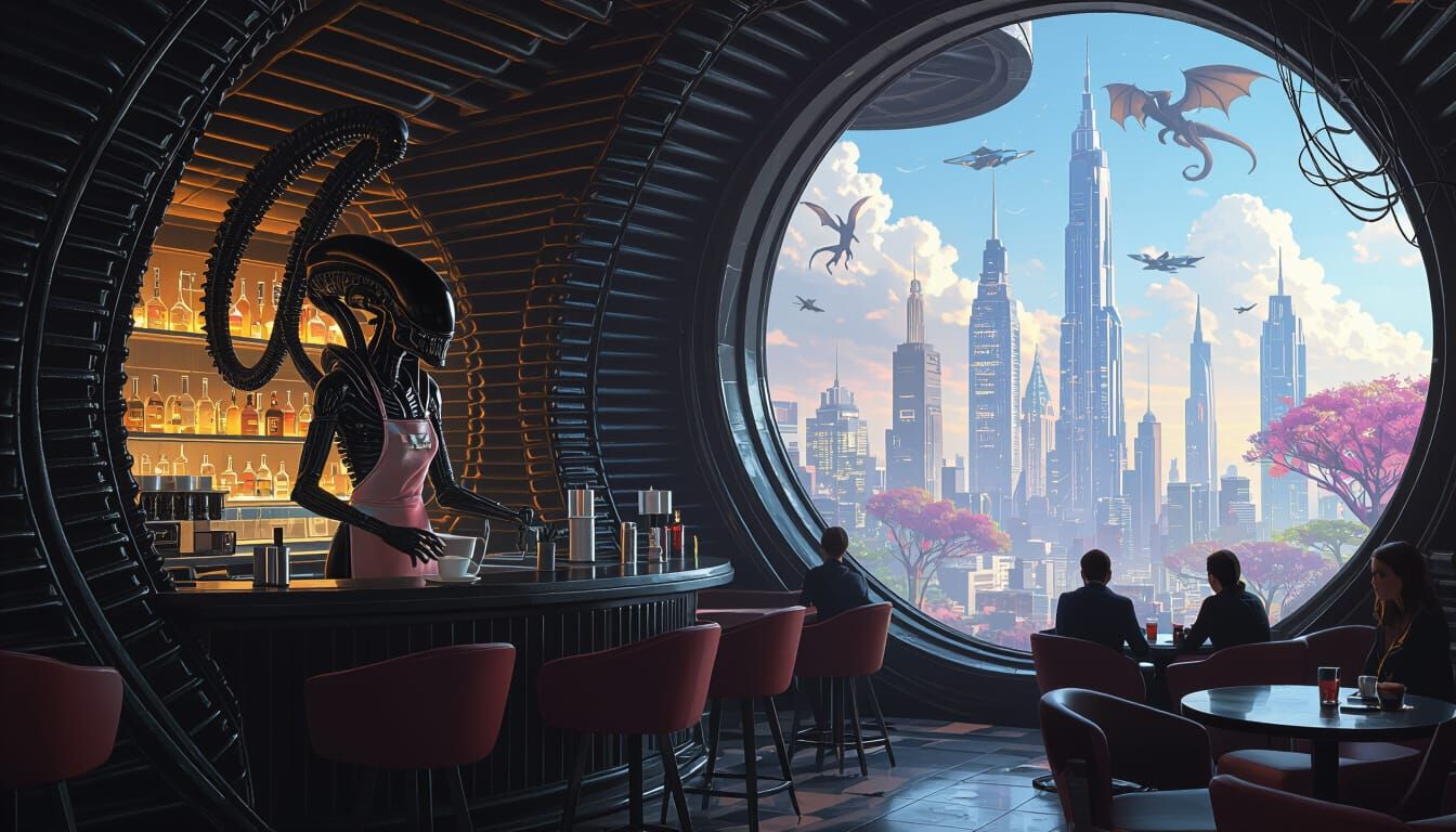 Xenomorph Cafe: Biomechanical Barista Serves Humans